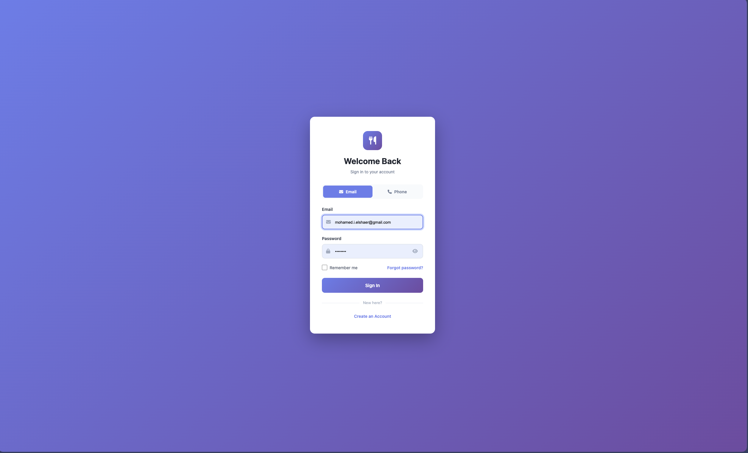 Web login on laptop